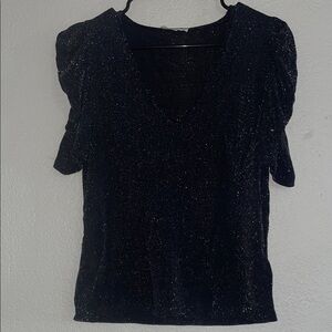Ming Wang Black Glitter Blouse